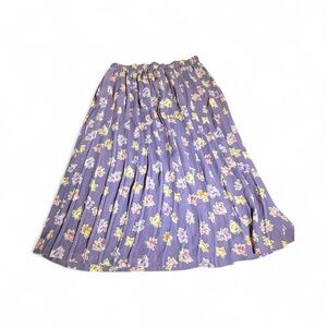 Vintage Purple Floral Pleated Skirt Size 8 Russ